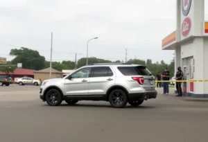 Gas station in Atlanta connected to a homicide investigation.
