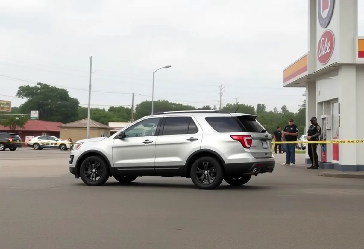 Gas station in Atlanta connected to a homicide investigation.