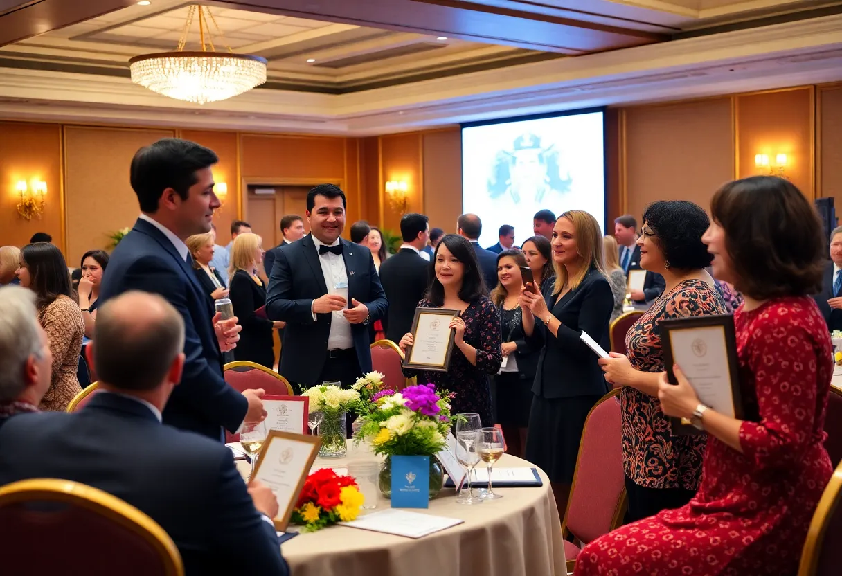 Alumni and faculty at the Georgia Southern University awards luncheon celebrating achievements.