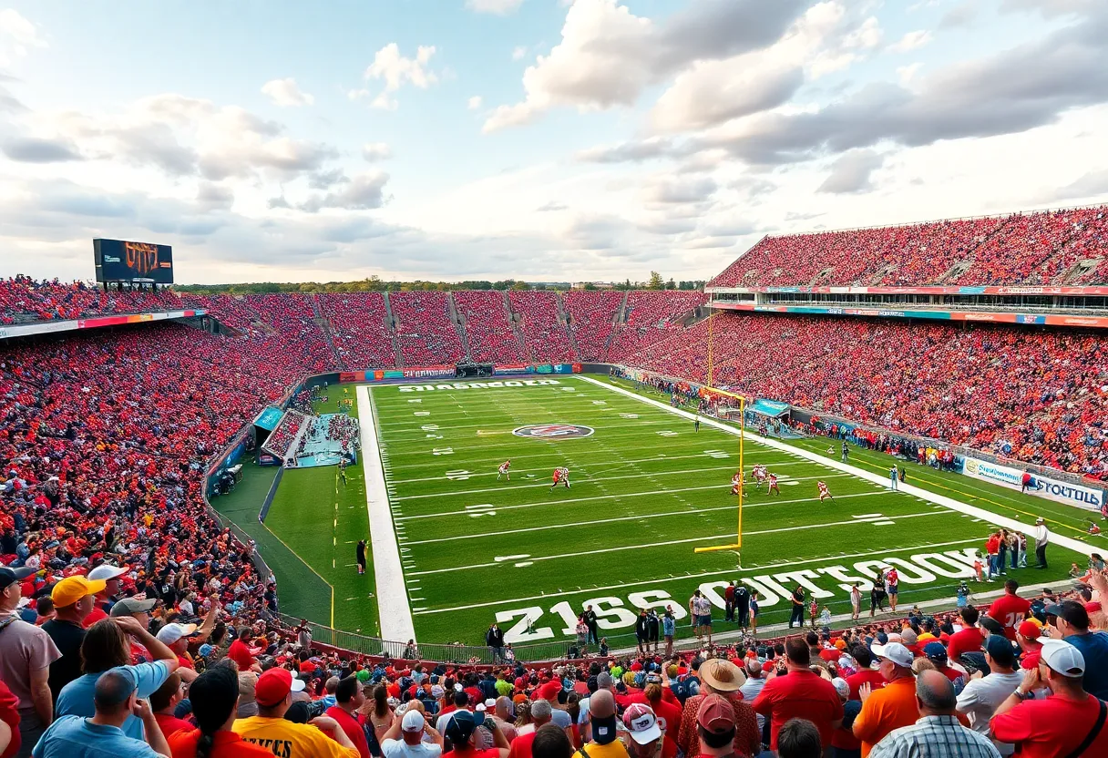 Georgia Tech players celebrating after a touchdown in a game against Virginia Tech.
