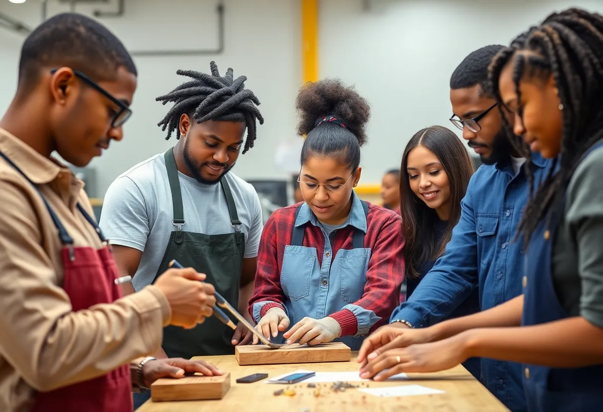 Students engaged in vocational training for workforce development in Georgia.