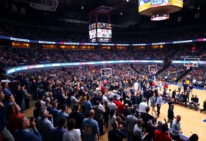 Fans enjoying a basketball game between Atlanta Hawks and Orlando Magic.