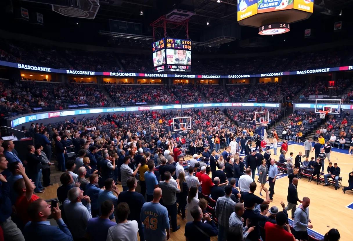 Fans enjoying a basketball game between Atlanta Hawks and Orlando Magic.