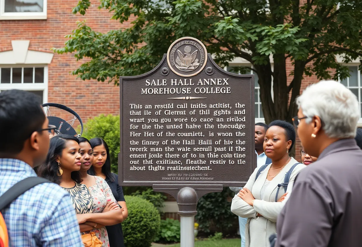 Historical marker at Morehouse College honoring the Atlanta Student Movement