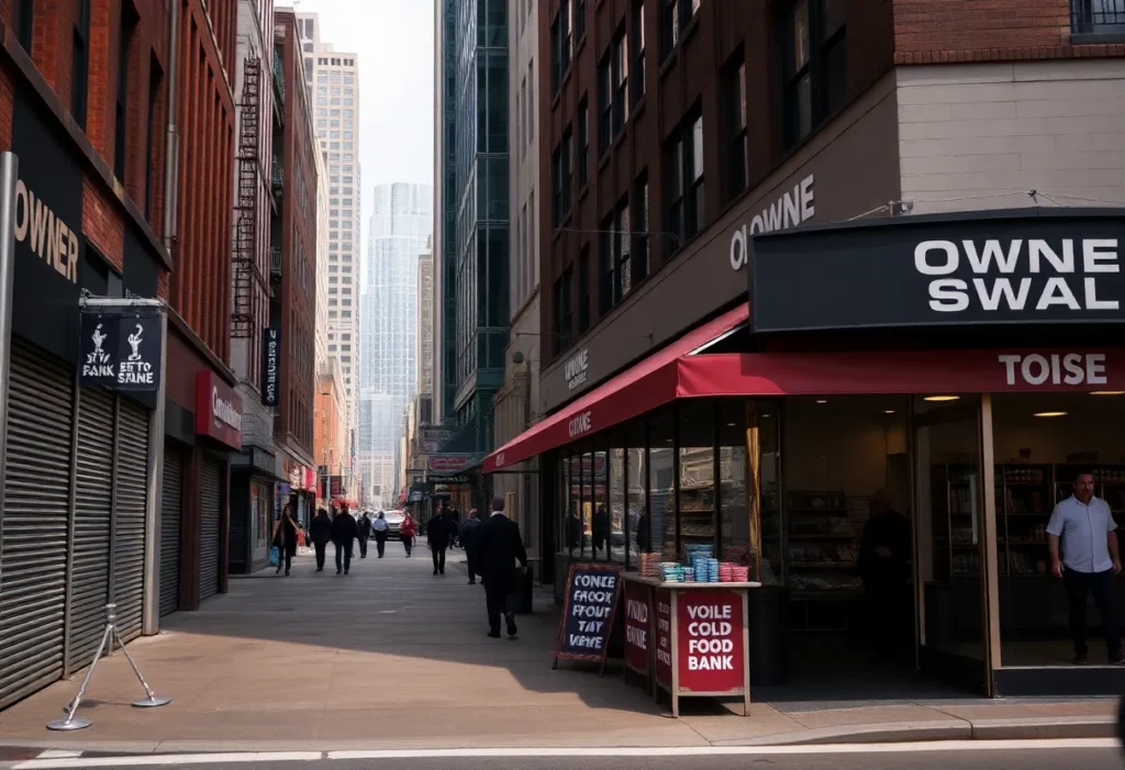Downtown Atlanta showing closed small businesses due to federal government shutdown.