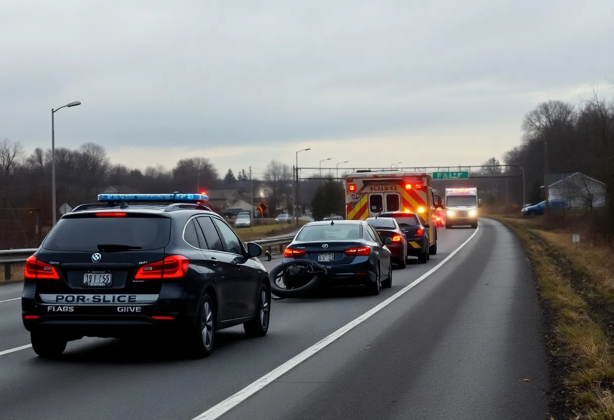 Scene of a tragic crash on Interstate 85 with emergency services