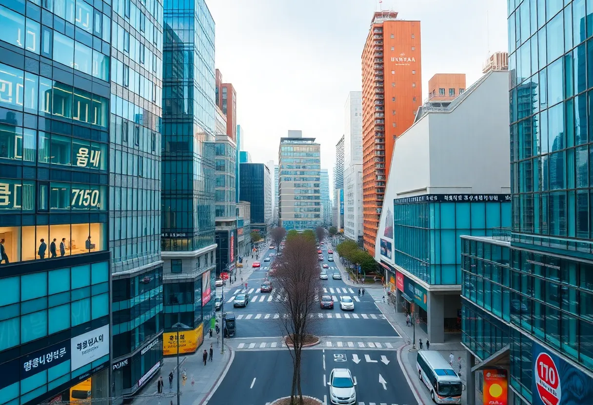 View of a business district in South Korea
