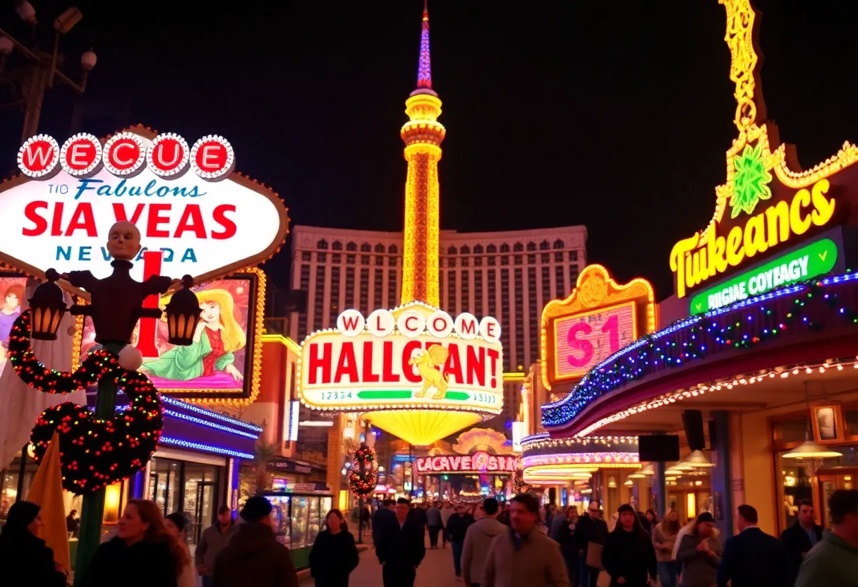 Las Vegas lit up with festive lights during Thanksgiving