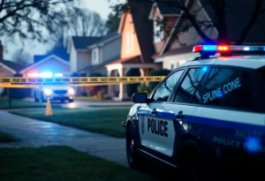 Crime scene in Lawrenceville with police presence