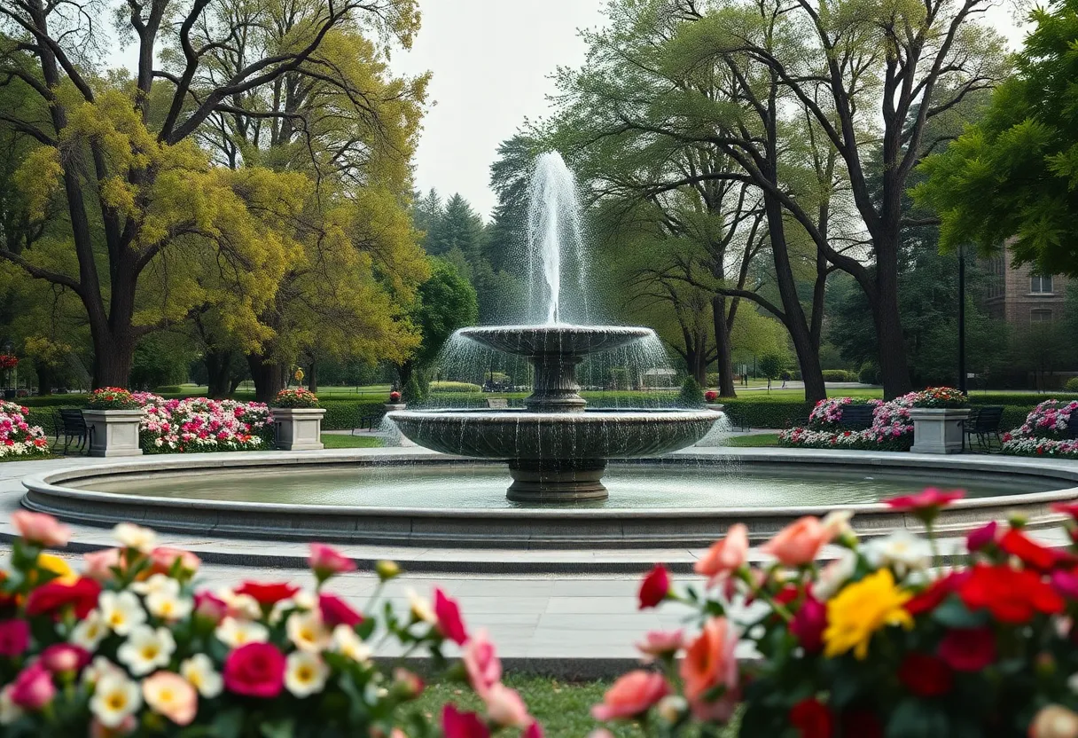A peaceful park scene representing loss and remembrance.