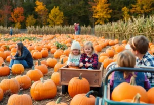 Families enjoying a pumpkin patch in Metro Atlanta