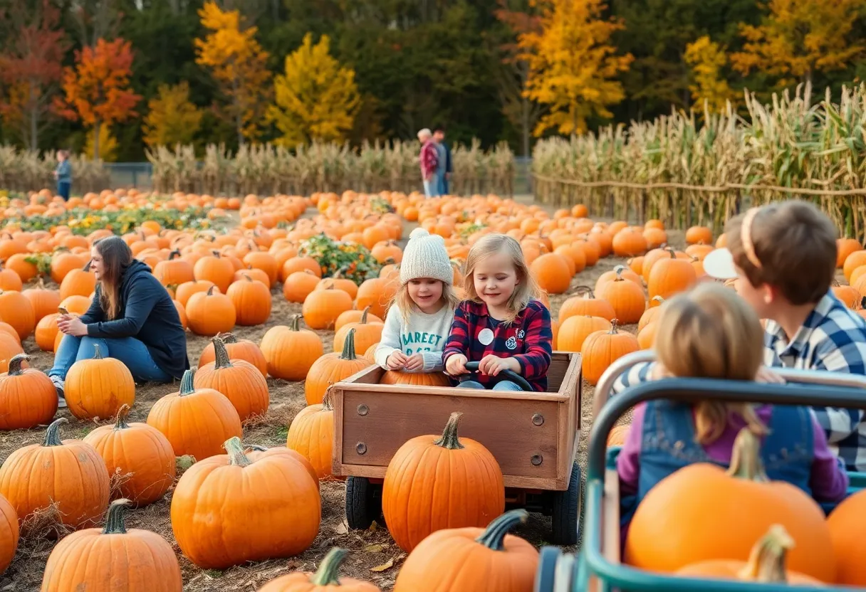 Families enjoying a pumpkin patch in Metro Atlanta