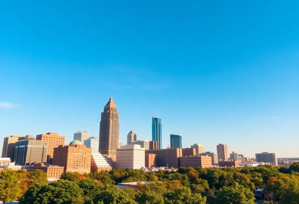View of the Metro Atlanta skyline under sunny weather