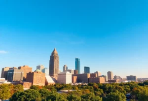 View of the Metro Atlanta skyline under sunny weather