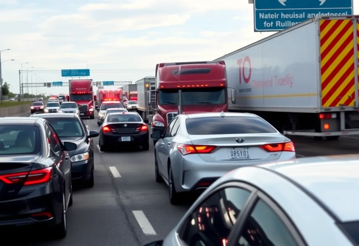 Scene of a multi-vehicle crash on Interstate 85 in Jackson County