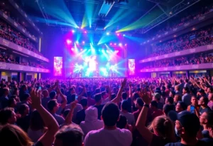 Crowd enjoying a concert at State Farm Arena
