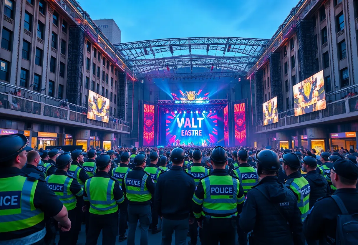 Security personnel at a concert venue in New Orleans