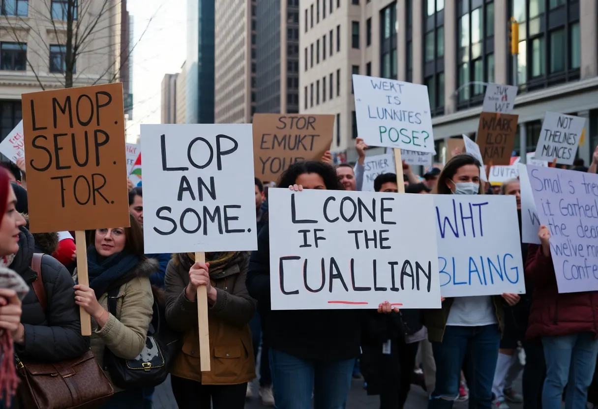 Crowd of protesters at the No Kings protest in Atlanta
