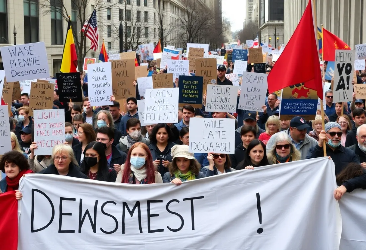 Protesters at the No Kings Movement rally in Atlanta