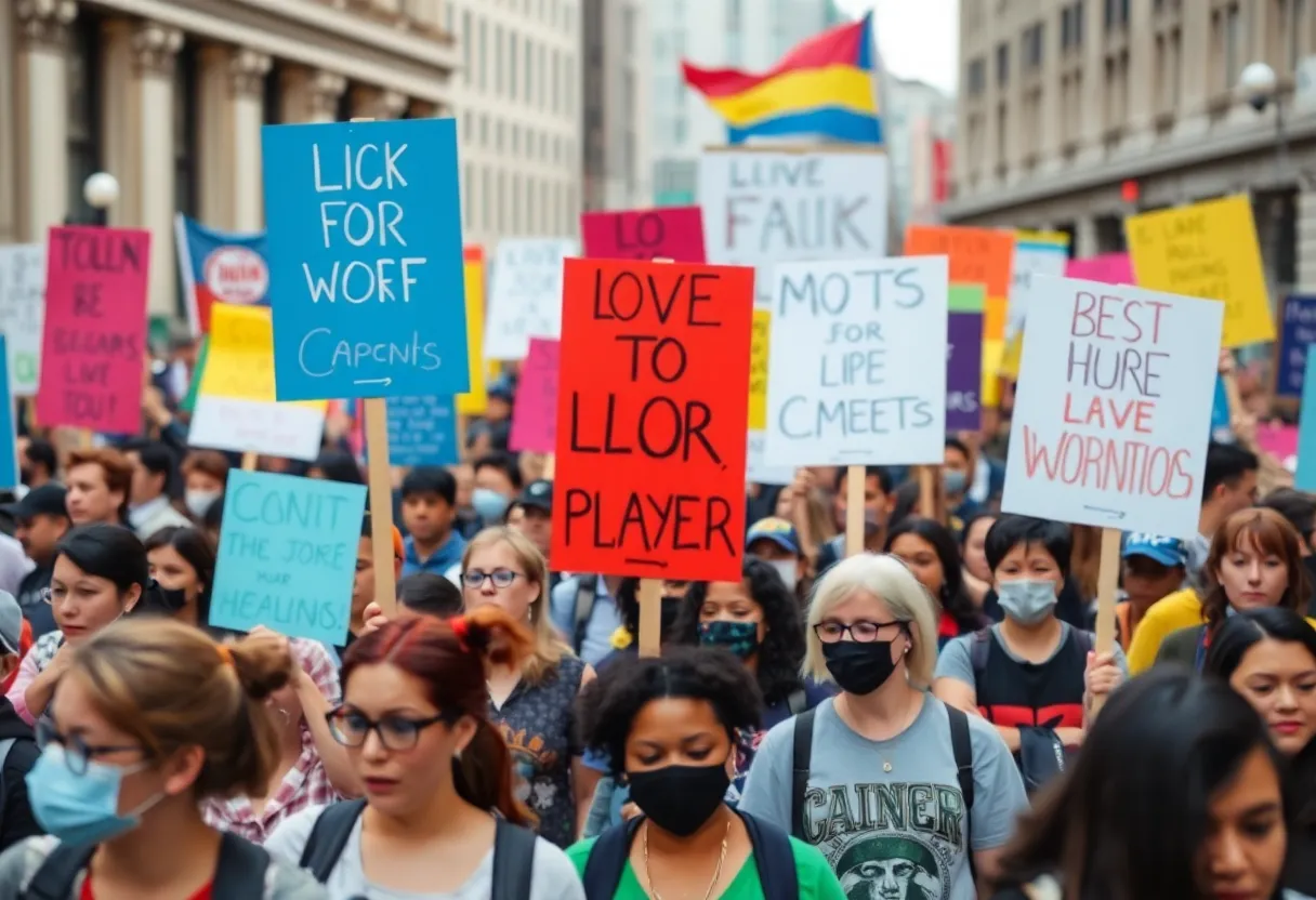 A large crowd at the No Kings rally in Atlanta