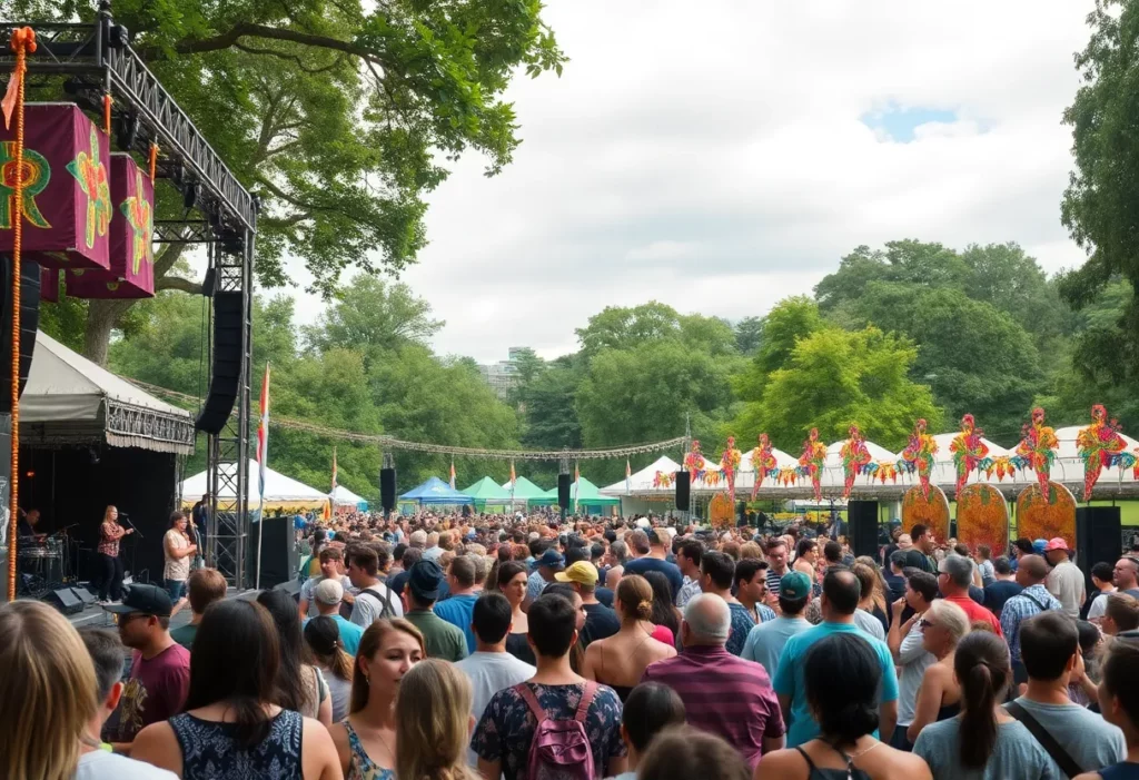 Crowd enjoying performances at ONE Musicfest 2023 in Piedmont Park, Atlanta