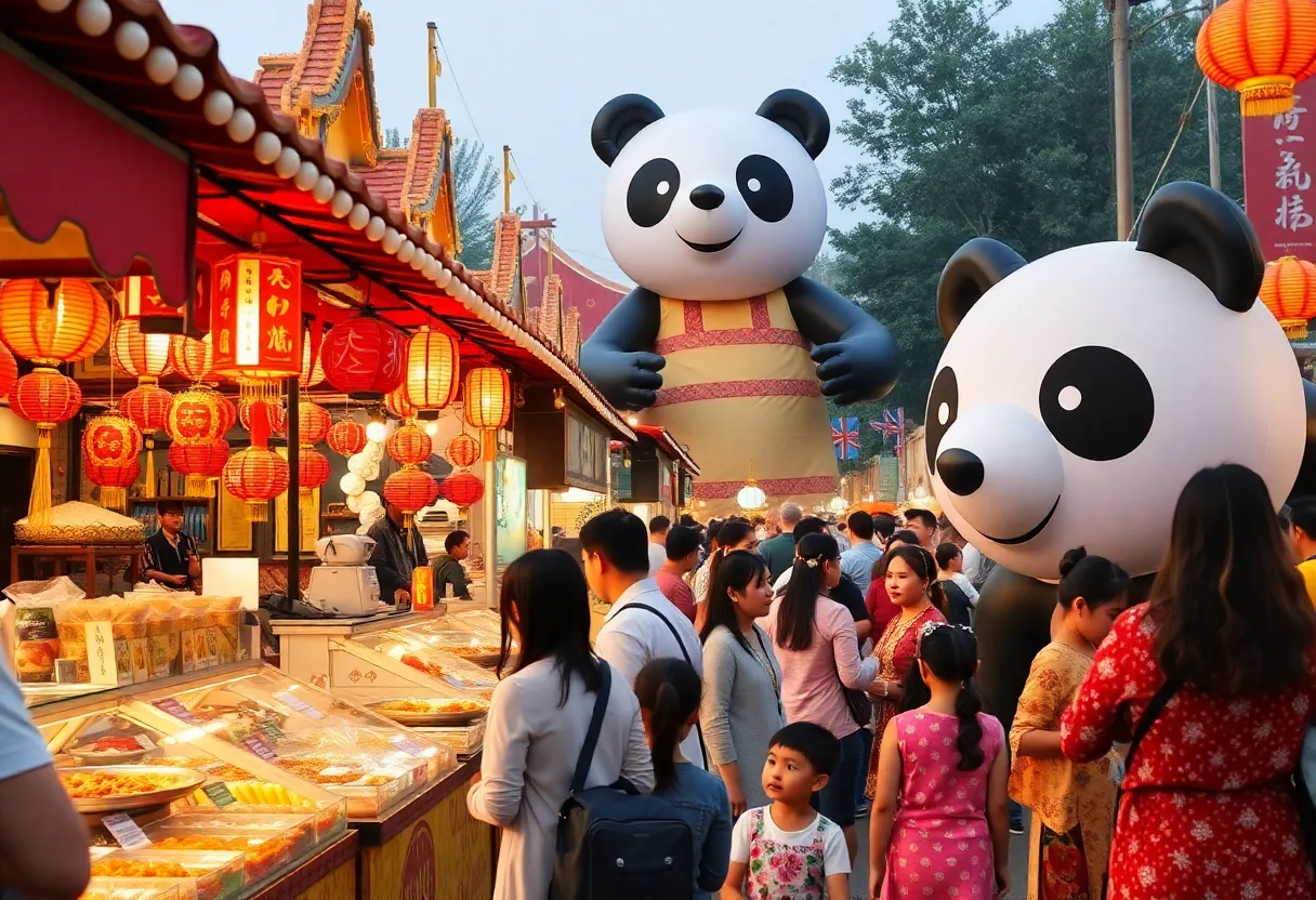 Crowd at Panda Fest enjoying Asian food and performances