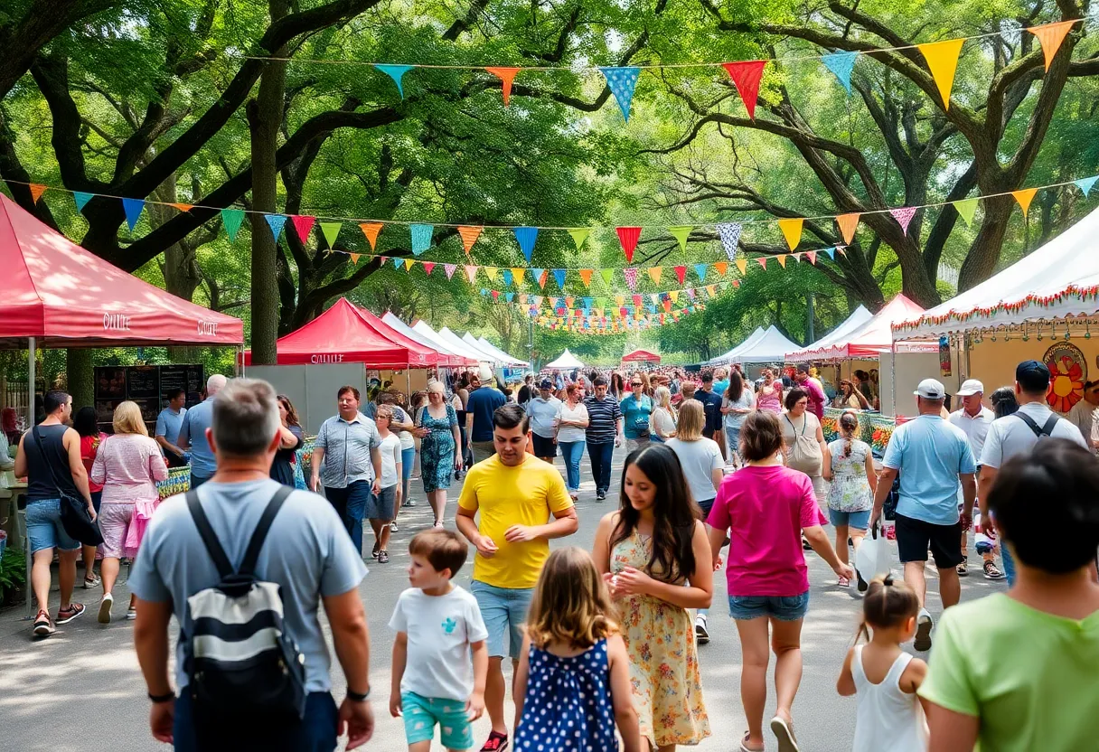 Families celebrating at a festival in Piedmont Park, Atlanta