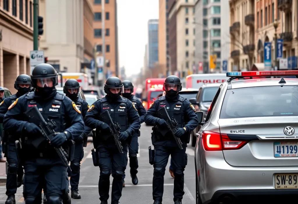 Law enforcement units responding to a shooting incident in Atlanta