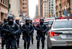 Law enforcement units responding to a shooting incident in Atlanta