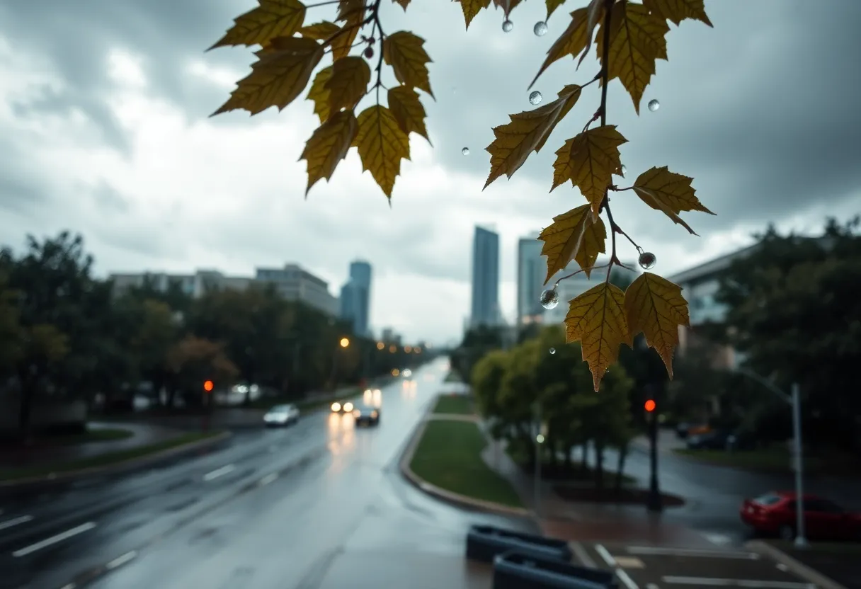 Gloomy rain-filled landscape in Atlanta, Georgia