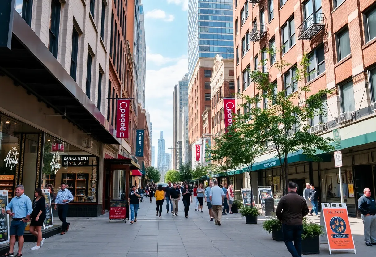 Vibrant downtown area in Atlanta with renovated businesses