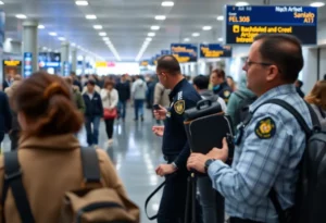 Security personnel at an airport responding to a threat.