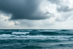Stormy sea with dark clouds over the Georgia coast