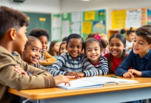 Diverse students learning in a classroom