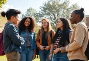 Students discussing mental health in a supportive environment