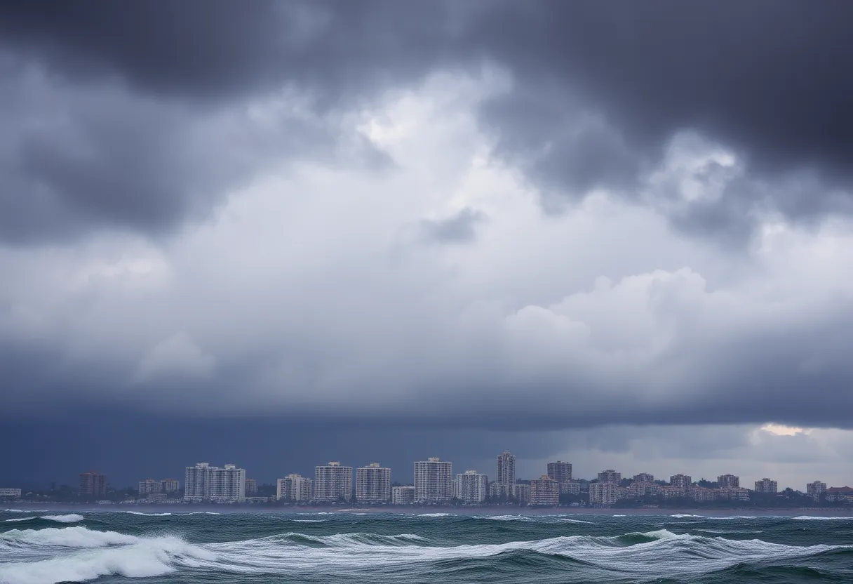 Stormy clouds and high waves along the Charleston coast