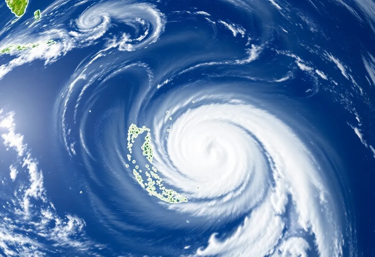 Satellite image of Tropical Storm Melissa in the Caribbean