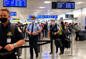 TSA employees working at Hartsfield-Jackson Airport during the government shutdown without pay.
