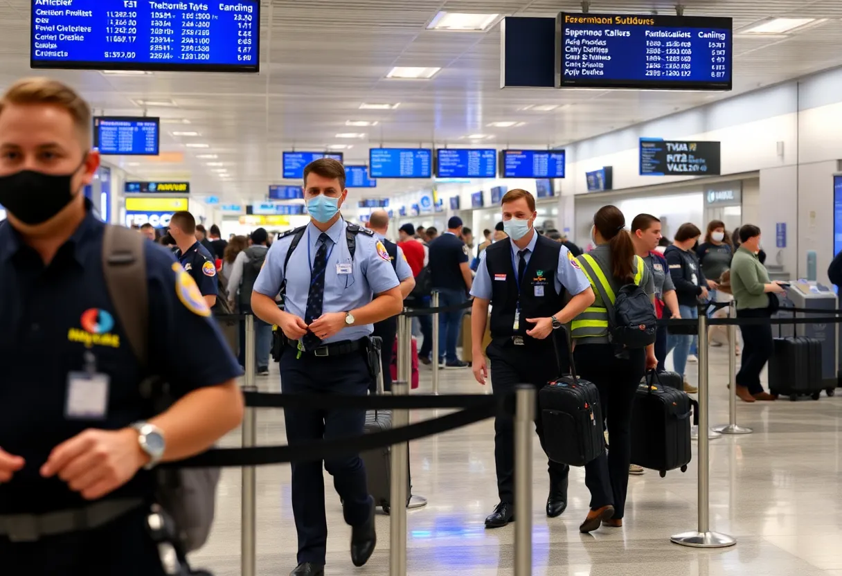 TSA employees working at Hartsfield-Jackson Airport during the government shutdown without pay.