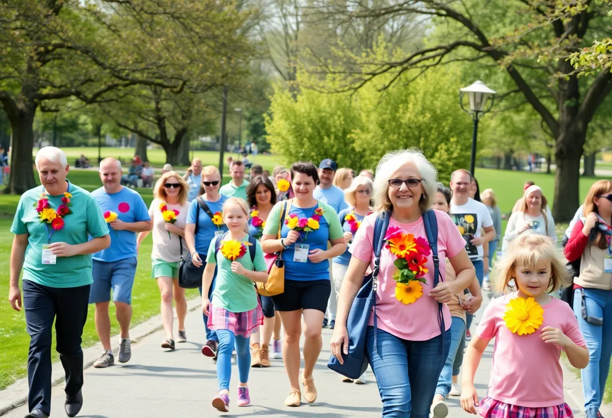 Participants walking in the Walk to End Alzheimer’s event in Atlanta.