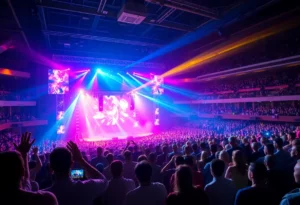Crowd enjoying a concert at State Farm Arena