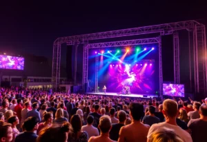 Excited crowd at an outdoor concert