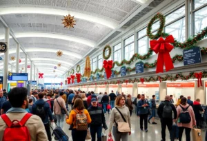 Holiday travelers at Hartsfield-Jackson Atlanta International Airport