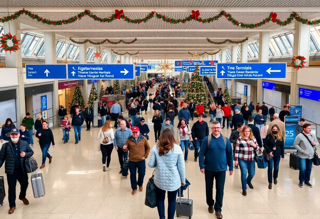 Travelers at Hartsfield-Jackson Atlanta Airport during the holiday season