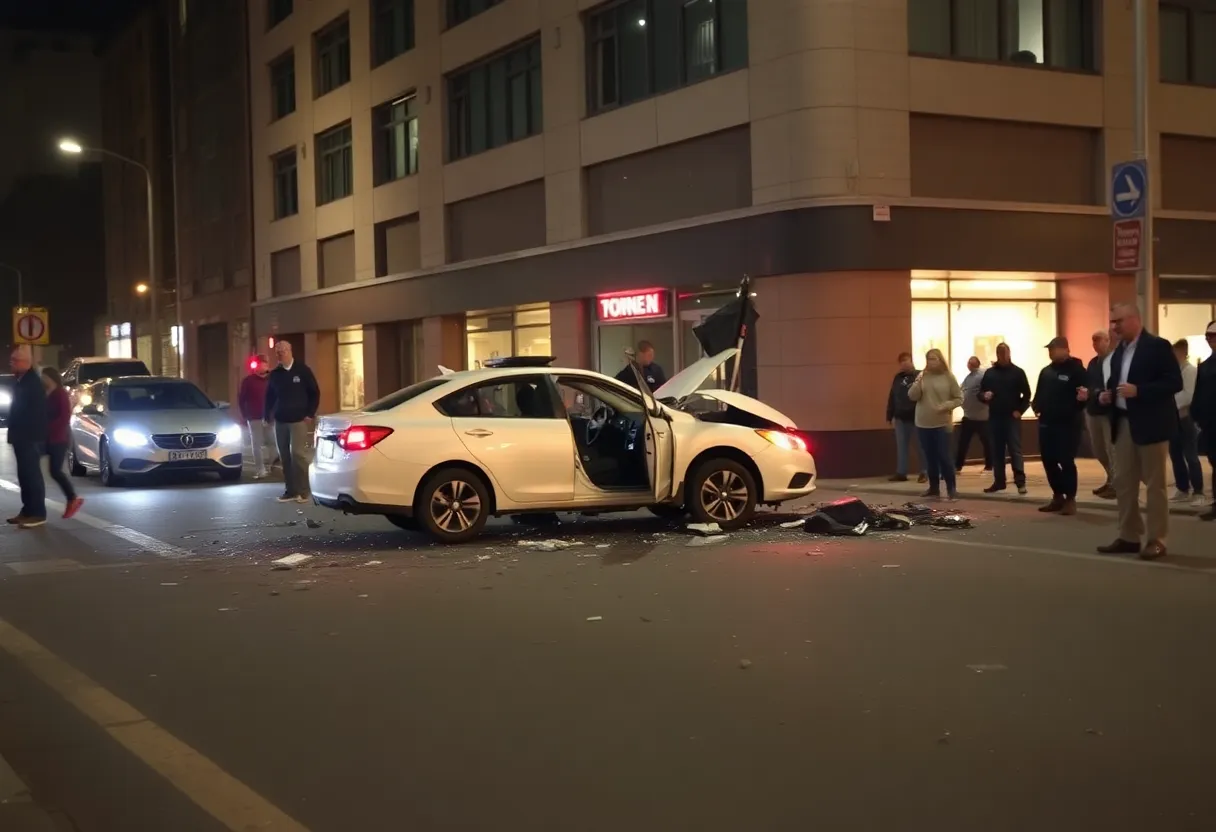Scene of a vehicle crash in Atlanta's Little Five Points neighborhood