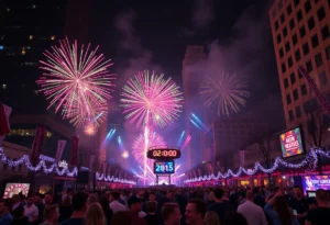 Fireworks over downtown Atlanta during New Year's Eve celebration