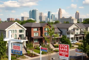 Urban landscape of Atlanta with homes