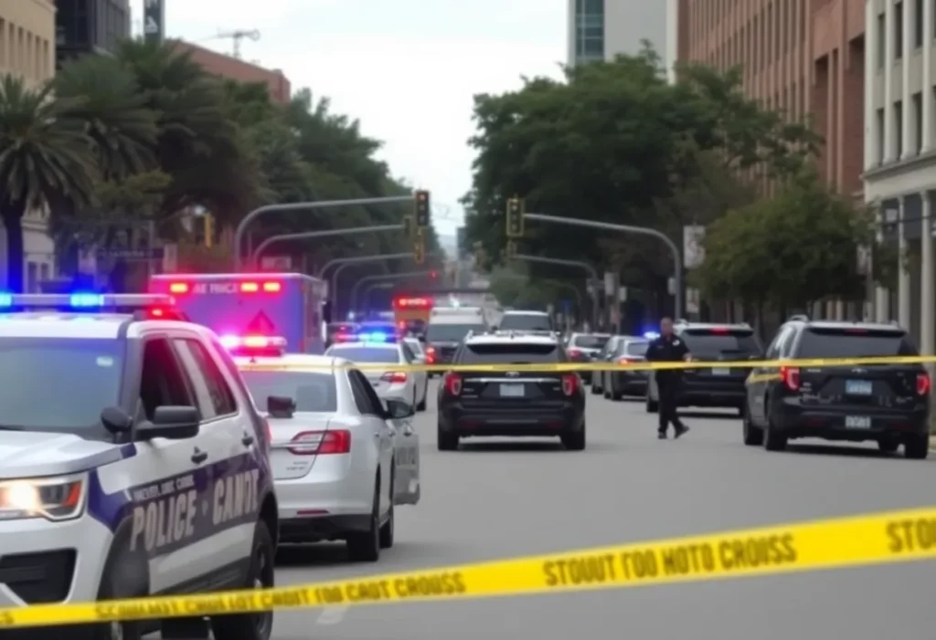 Police at a drive-by shooting scene in Atlanta