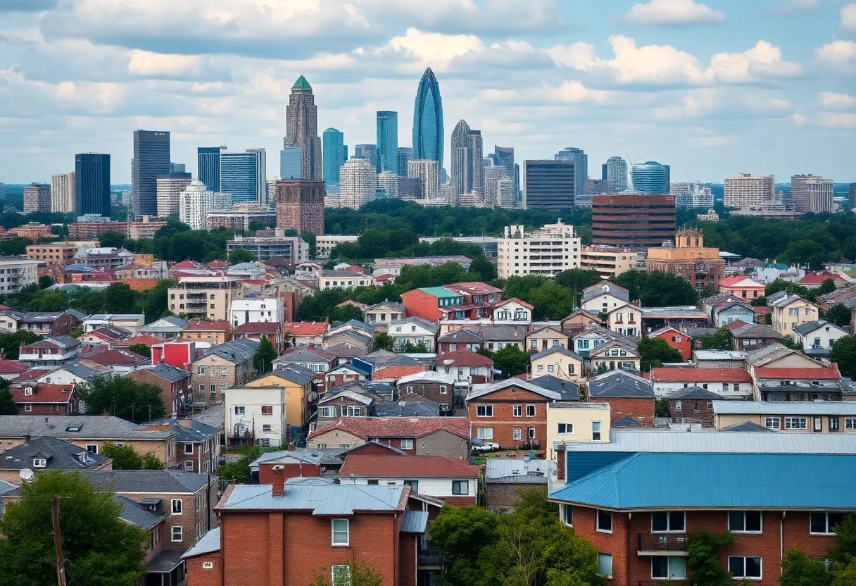 A view of Atlanta skyline with housing buildings