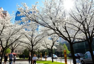 People in Atlanta enjoying warm weather outdoors